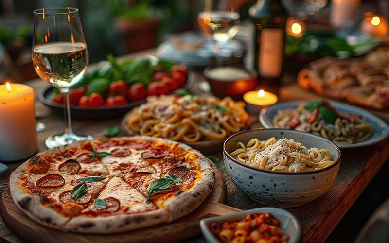 Speisen in der Pizzeria